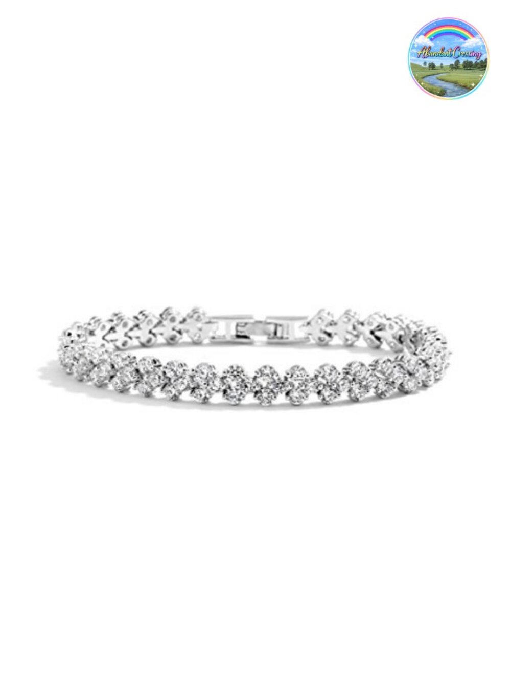 Cubic Zirconia Tennis Bracelet Platinum Plated 7" Wedding Bridal Prom